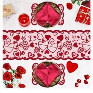 5 Pack EngagementValentines Day Table Runner  and Placemats